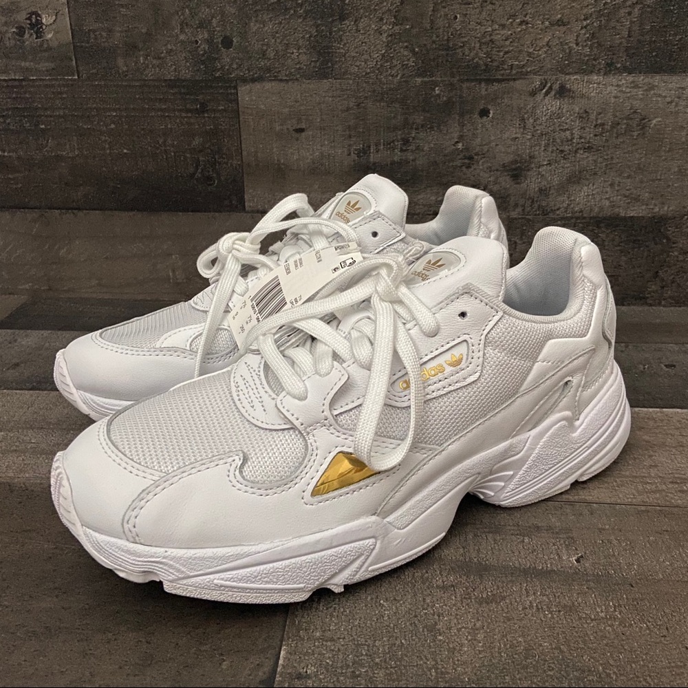 NWT Adidas Falcon White and Metallic Gold Accents - Picture 3 of 8